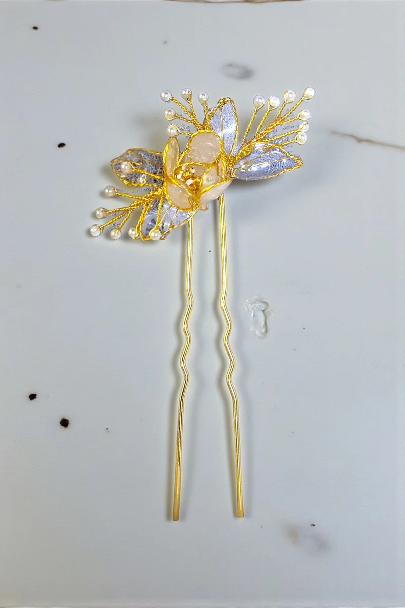 Pique chignon Betina - Bijou de mariée artisanal, création Provence