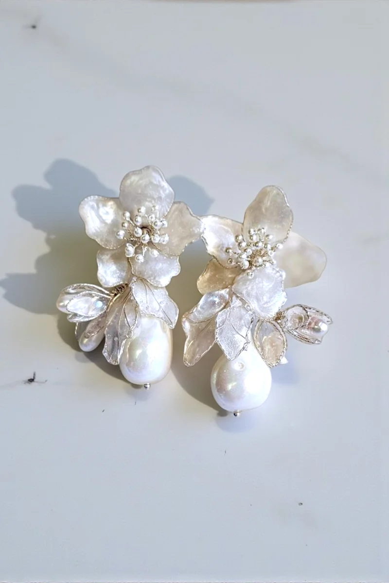 Boucles d'oreilles Sixtine - Bijou de mariée artisanal, création Provence