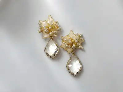 Boucles d'oreilles "Anne" - Bijou de mariée artisanal, création Provence
